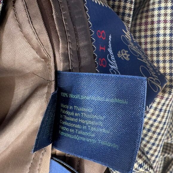 Brooks Brothers Sport Coat Men 44 Long Beige Madison 1818 Houndstooth Blazer - Picture 6 of 16